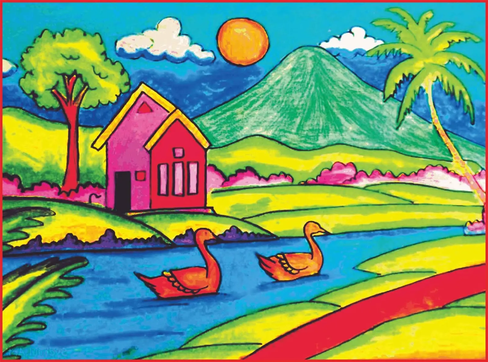 10 Cara Mewarnai Gambar Pemandangan Gunung untuk Pemula