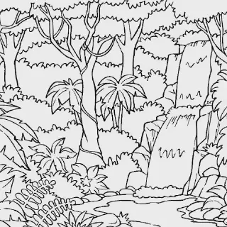 10 Contoh Gambar Mewarnai Pemandangan Air Terjun untuk Anak-Anak