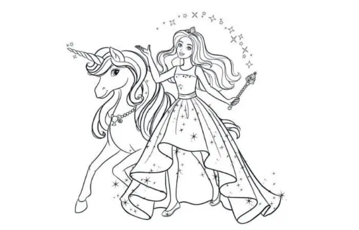 Gambar Mewarnai Barbie Princess Charm School - Kreasi Warna untuk Anak-Anak