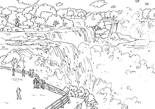 Menginjak Puncak Kesuksesan dengan Gambar Mewarnai Gunung dan Air Terjun