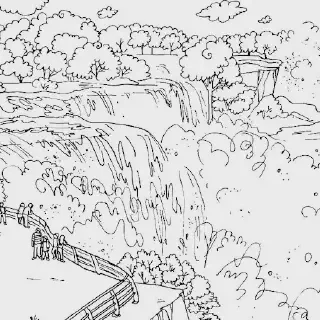 Menginjak Puncak Kesuksesan dengan Gambar Mewarnai Gunung dan Air Terjun