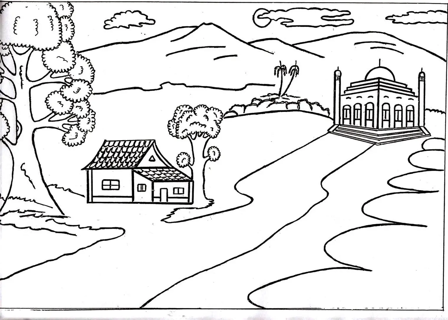 Gambar Mewarnai Gunung dan Rumah - 10 Ide Unik untuk Anak-anak
