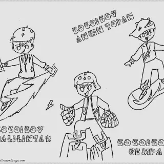10 Gambar Mewarnai Kartun Boboiboy yang Seru dan Edukatif