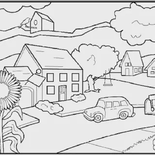 5 Gambar Mewarnai Lingkungan Rumah yang Indah dan Meriah