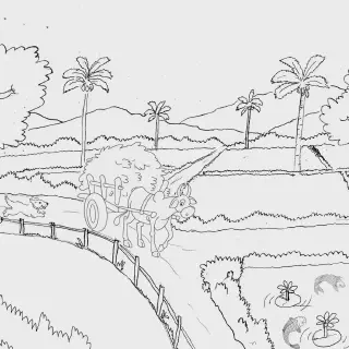 10 Gambar Mewarnai Pemandangan Alam Desa Yang Menenangkan dan Menyejukkan