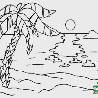 10 Contoh Gambar Mewarnai Pemandangan Alam Pantai yang Menyejukkan Hati