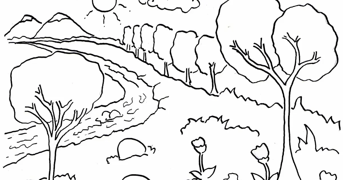 20 Gambar Mewarnai Pemandangan yang Cocok untuk Anak SD