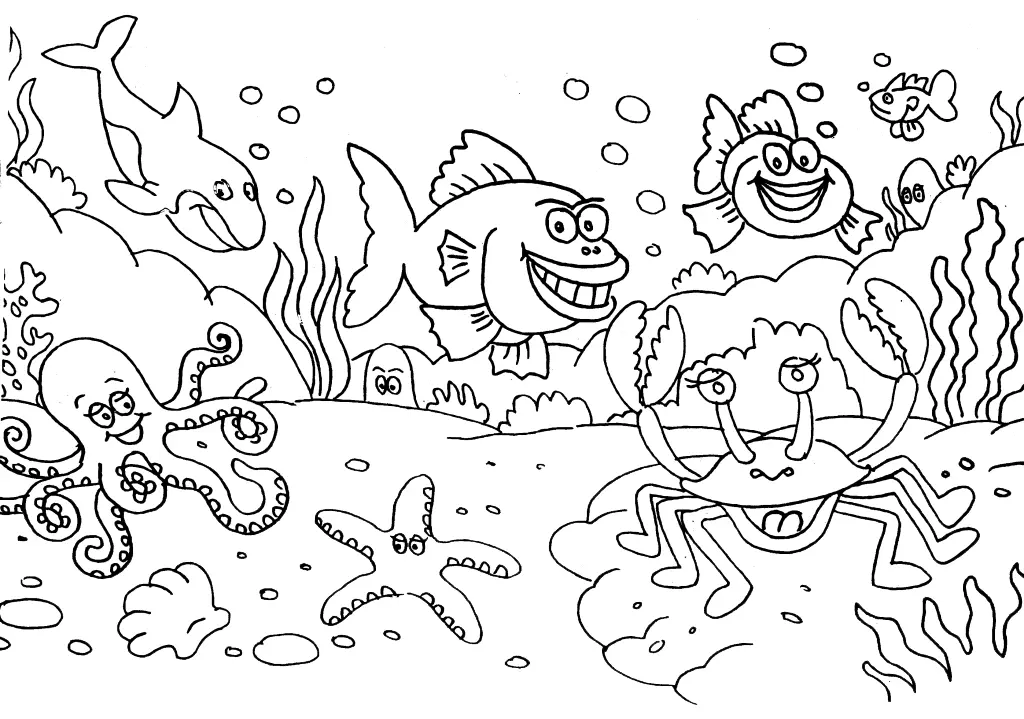 10+ Gambar Mewarnai Pemandangan Bawah Laut yang Menakjubkan untuk Anak-Anak