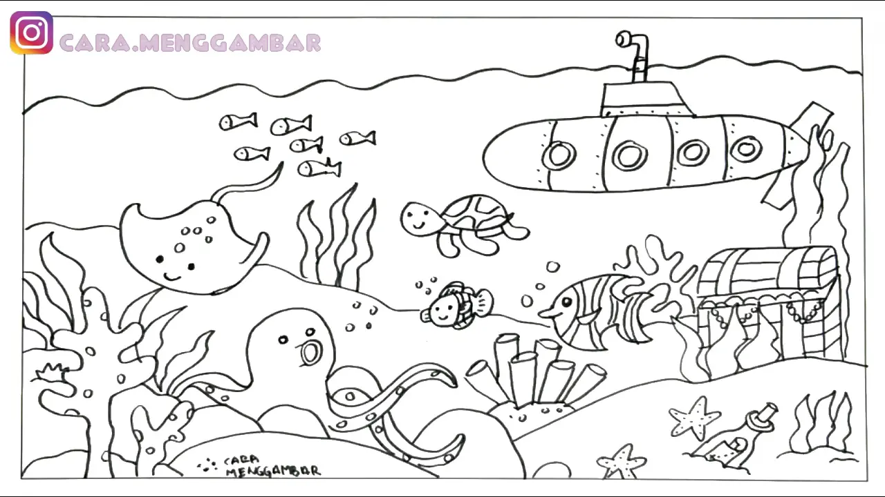 10 Gambar Mewarnai Pemandangan Laut yang Menenangkan - Belajar Gambar Mewarnai untuk Pemula