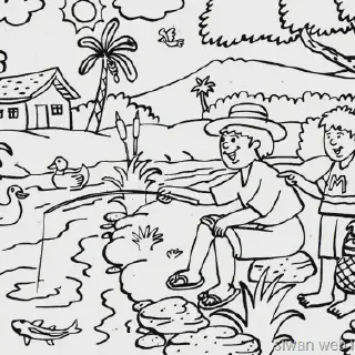 10+ Gambar Mewarnai Pemandangan PDF Paling Seru untuk Anak-Anak