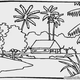 10 Gambar Mewarnai Pemandangan Sawah yang Indah dan Seru Untuk Anak-Anak