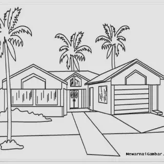10 Ide Gambar Mewarnai Rumah dan Halaman untuk Anak-Anak