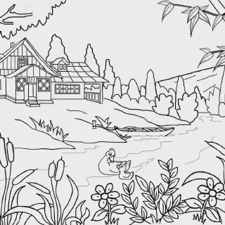 Gambar Mewarnai Tema Pemandangan Alam - Temukan Keindahan Alam di Setiap Garis Lukis Anda