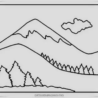 10 Gambar Pemandangan Gunung untuk Mewarnai yang Menenangkan Hati